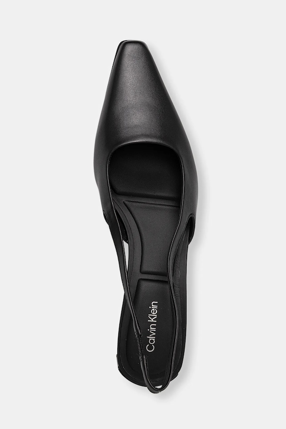 Παπούτσια Δερμάτινες γόβες Calvin Klein SET BACK HEEL PUMP SLINGBACK LTH HW0HW02848 μαύρο