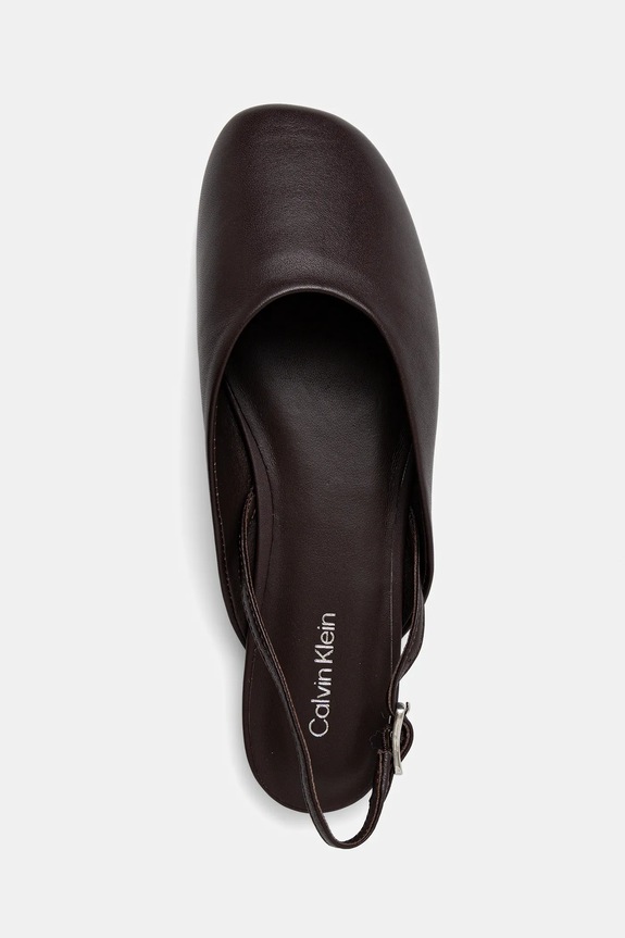Kožené balerínky Calvin Klein OBLIQUE BALLERINA SLINGBACK LTH burgundské HW0HW02852