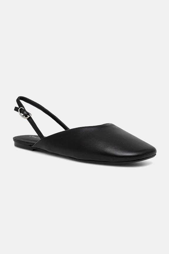 Calvin Klein balerini de piele OBLIQUE BALLERINA SLINGBACK LTH piele negru HW0HW02852