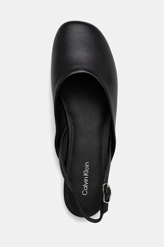 Calvin Klein balerini de piele OBLIQUE BALLERINA SLINGBACK LTH negru HW0HW02852
