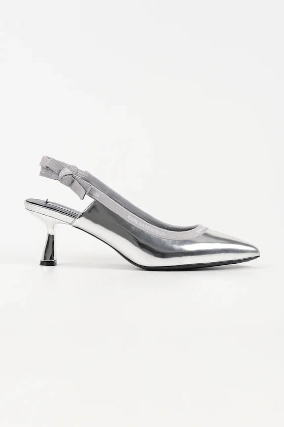 Karl Lagerfeld szpilki skórzane PANACHE szpilka srebrny KL30809.1MS