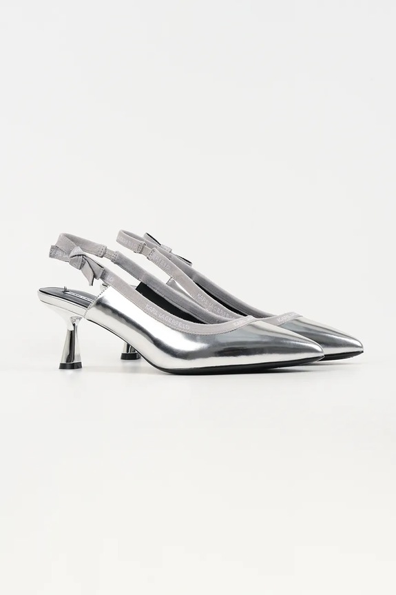 Karl Lagerfeld szpilki skórzane PANACHE KL30809.1MS srebrny SS26