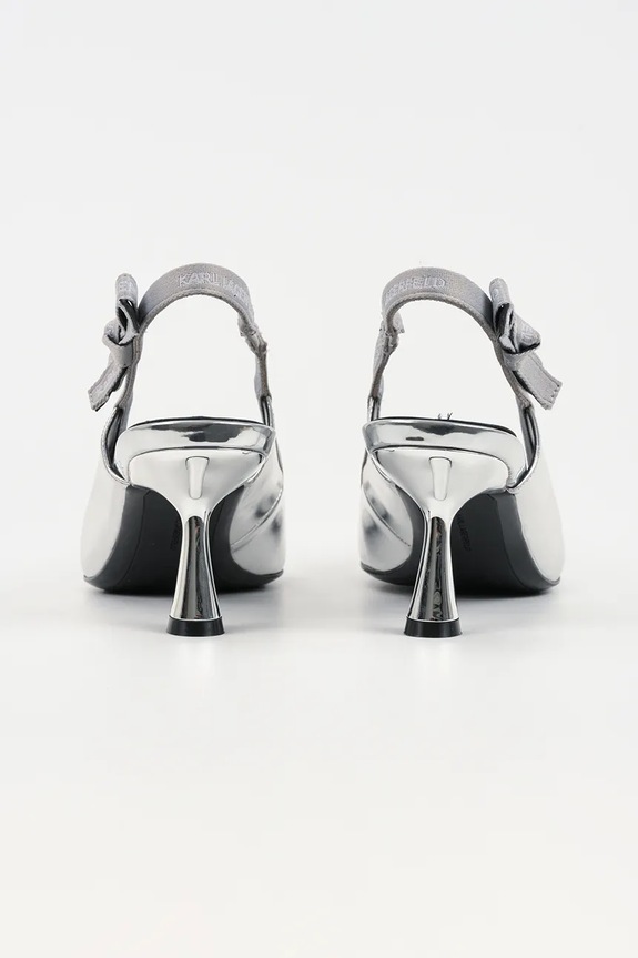 Obuwie Karl Lagerfeld szpilki skórzane PANACHE KL30809.1MS srebrny