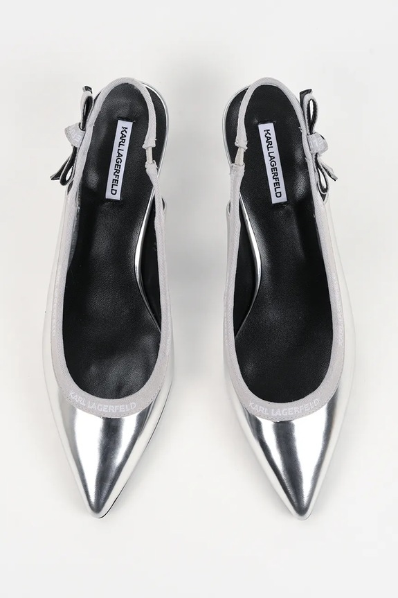 Karl Lagerfeld szpilki skórzane PANACHE srebrny KL30809.1MS