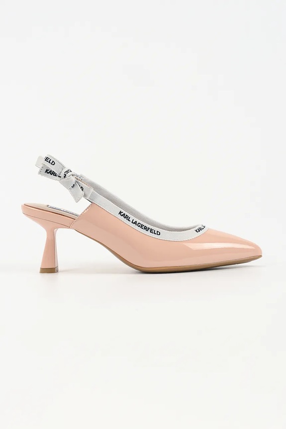 Kožené lodičky Karl Lagerfeld PANACHE imitácia lakovanej kože béžová KL30809.1NU