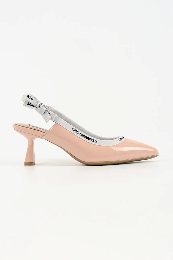 Kožené lodičky Karl Lagerfeld PANACHE imitácia lakovanej kože béžová KL30809.1NU