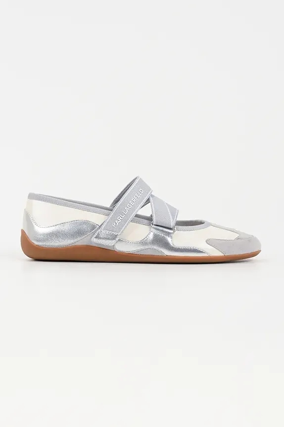 Karl Lagerfeld balerini de piele ALTIA piele întoarsă argintiu KL66101.3SL
