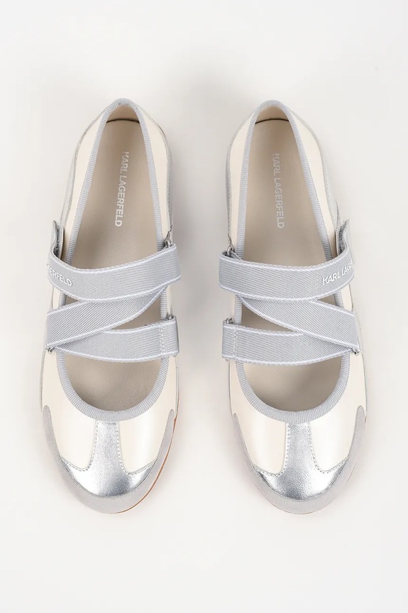 Karl Lagerfeld balerini de piele ALTIA argintiu KL66101.3SL