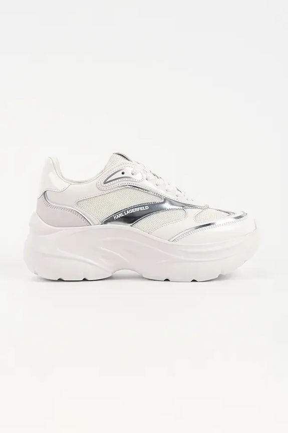 Tenisky Karl Lagerfeld KONTOUR WEDGE semišová koža biela KL68016.41S