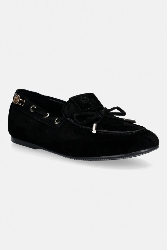 Μοκασίνια σουέτ Guess AISHA φλατ μαύρο FLPAIS.SUE14.BLACK