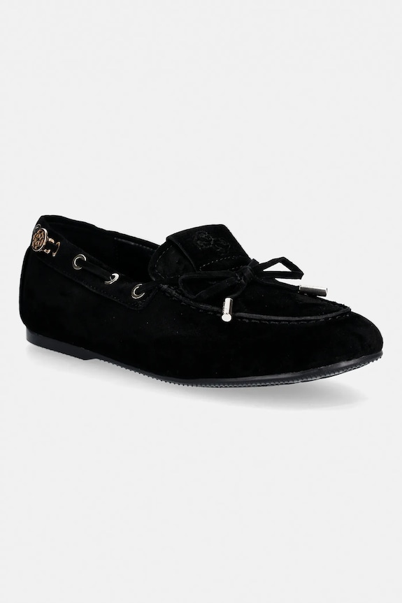 Μοκασίνια σουέτ Guess AISHA φλατ μαύρο FLPAIS.SUE14.BLACK