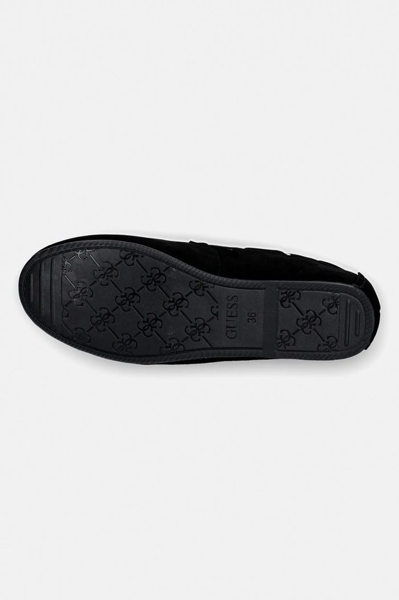 Μοκασίνια σουέτ Guess AISHA FLPAIS.SUE14.BLACK μαύρο