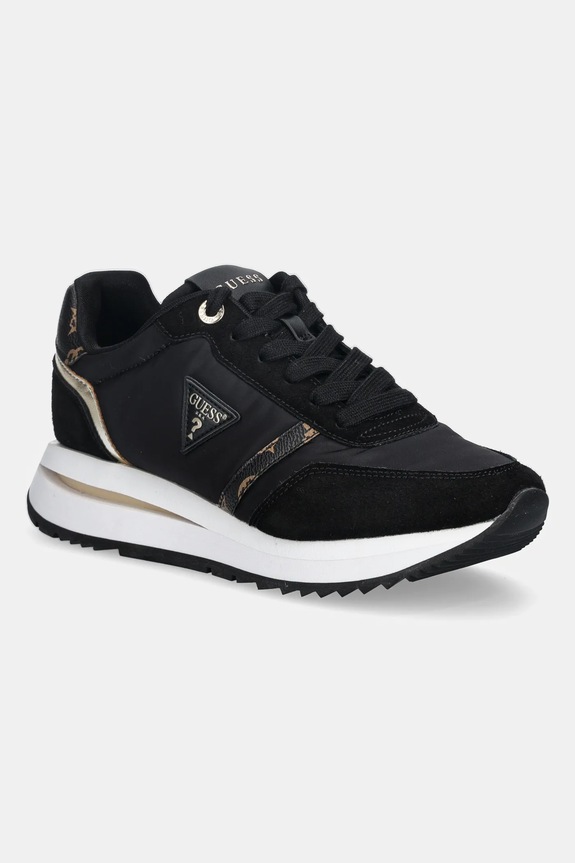 Guess sneakers EAGAR finta pelle fiore nero FLPEAG.FAL12.BLKBR