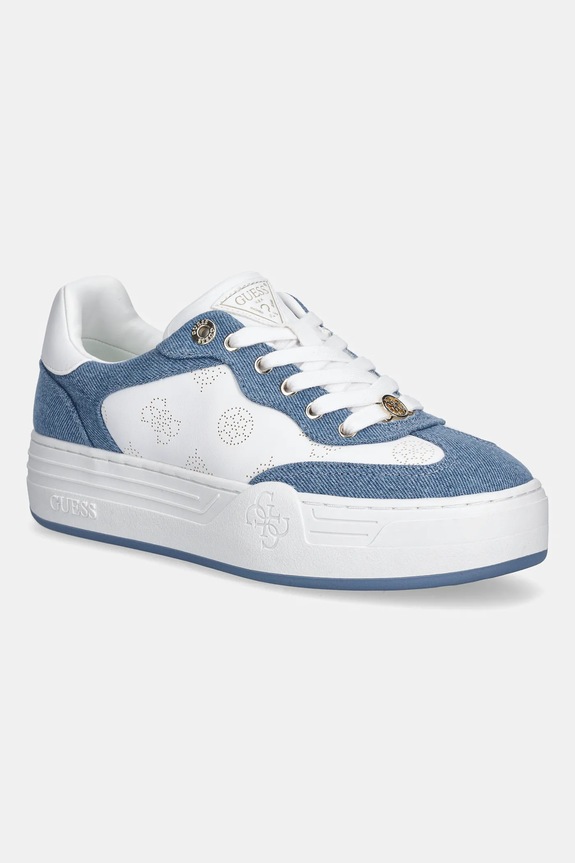Sneakers Guess SWOLE4 απομίμηση λείου δέρματος μπλε FLPSW4.DEN12.BLUE