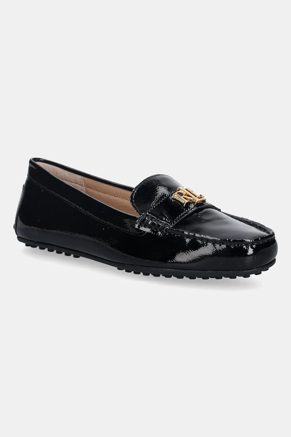 Кожени мокасини Lauren Ralph Lauren Barnsbury лачена кожа черен 802P04390001.001