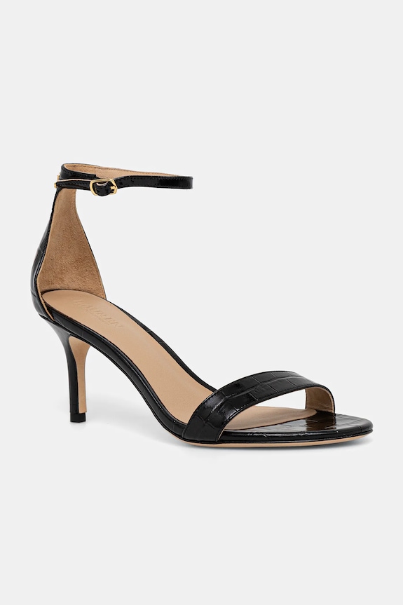 Δερμάτινα πέδιλα Lauren Ralph Lauren Allie Mid στιλέτο μαύρο 802P04399002.001