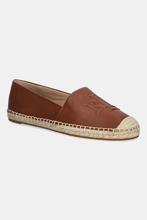 Lauren Ralph Lauren espadryle skórzane Cameryn Lg 2 płaski brązowy 802P04415003.200