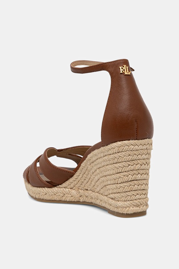 Încălțăminte Lauren Ralph Lauren espadrile de piele Nellie 802P04433002.200 maro