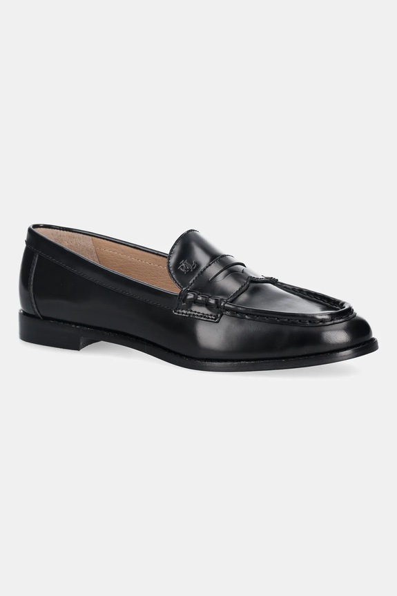 Δερμάτινα μοκασίνια Lauren Ralph Lauren Wynnie φλατ μαύρο 802P02120002.001
