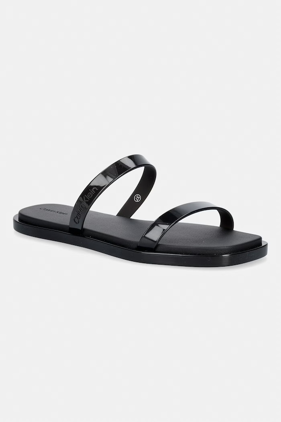 Calvin Klein Γυναικείες σαγιονάρες JELLY SNDL DOUB BAR SHINY ST TPU μαύρο HW0HW02963