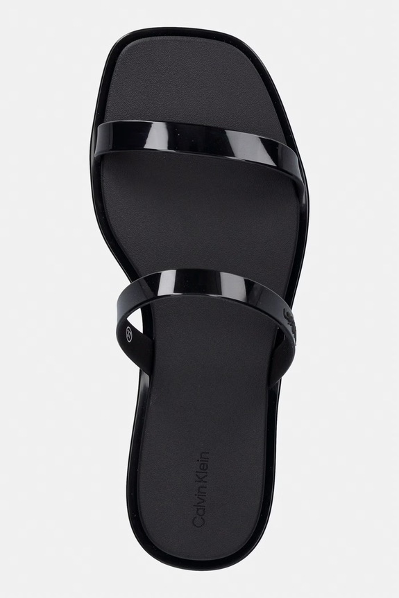 Calvin Klein Γυναικείες σαγιονάρες JELLY SNDL DOUB BAR SHINY ST TPU μαύρο HW0HW02963