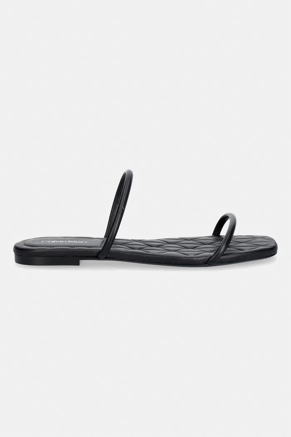 Calvin Klein női bőr papucs SQUARE FLAT SNDL QUILT LTH HW0HW02859 fekete SS26