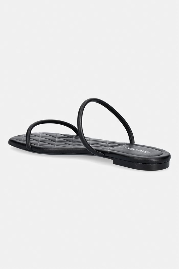 Cipők Calvin Klein női bőr papucs SQUARE FLAT SNDL QUILT LTH HW0HW02859 fekete