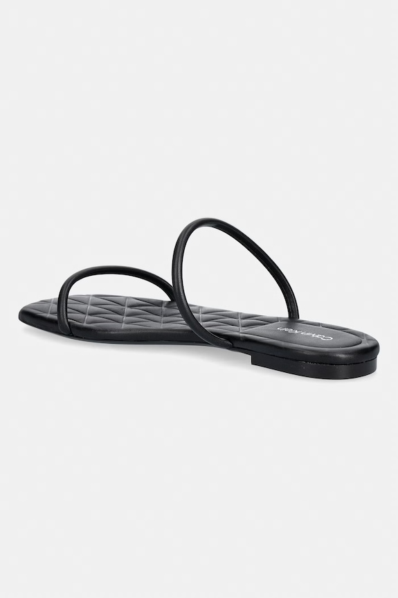 Cipők Calvin Klein női bőr papucs SQUARE FLAT SNDL QUILT LTH HW0HW02859 fekete