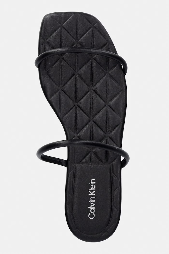 Calvin Klein női bőr papucs SQUARE FLAT SNDL QUILT LTH fekete HW0HW02859