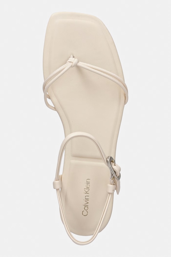 Calvin Klein sandále dámske SQUARE FLAT SANDAL STRAP LTH béžová HW0HW02863