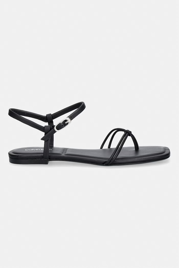 Calvin Klein sandały damskie SQUARE FLAT SANDAL STRAP LTH HW0HW02863 czarny SS26