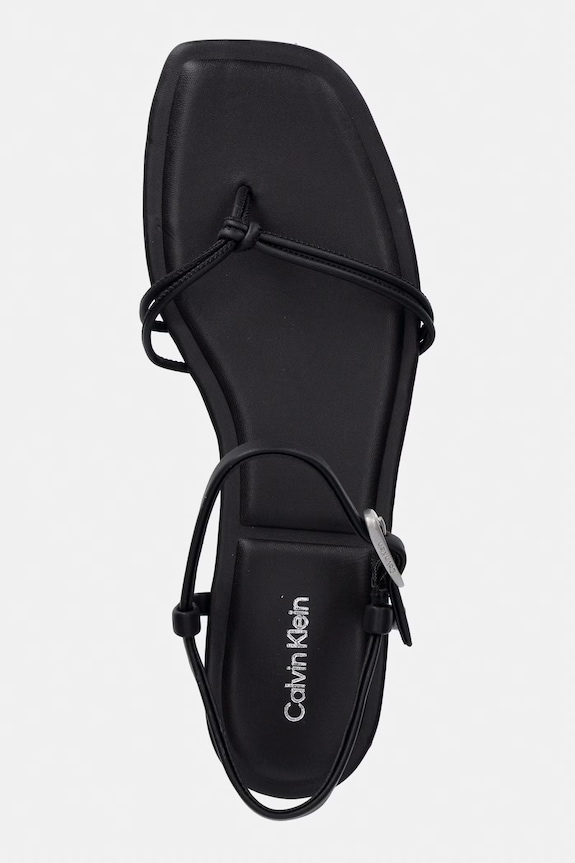Calvin Klein sandały damskie SQUARE FLAT SANDAL STRAP LTH czarny HW0HW02863