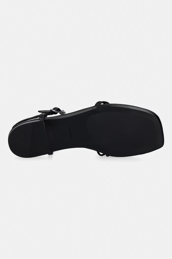 Calvin Klein sandały damskie SQUARE FLAT SANDAL STRAP LTH HW0HW02863 czarny