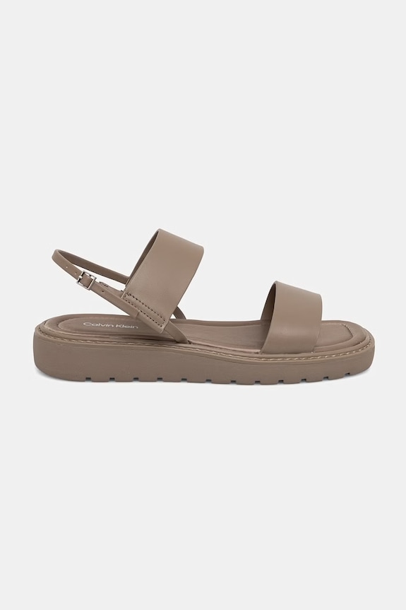 Calvin Klein sandały damskie SQ MOLDED SANDAL SLIN LTH HW0HW02873 brązowy SS26