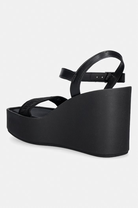 Obuwie Calvin Klein sandały na koturnie WEDGE 70 SNDL WEBBING LTH HW0HW02882 czarny