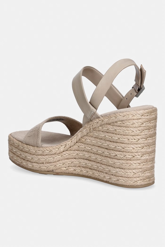 Παπούτσια Calvin Klein σανδάλια σε σφήνα WEDGE ESPAD 70 WEBBING LTH HW0HW02901 μπεζ