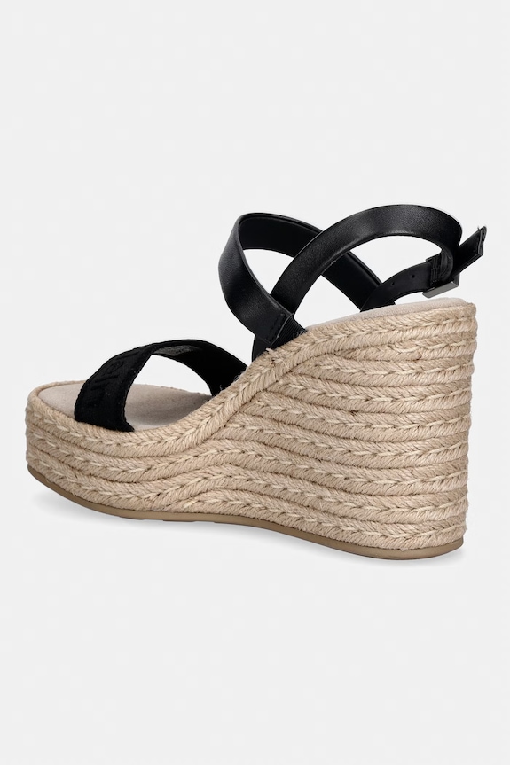 Παπούτσια Calvin Klein σανδάλια σε σφήνα WEDGE ESPAD 70 WEBBING LTH HW0HW02901 μαύρο