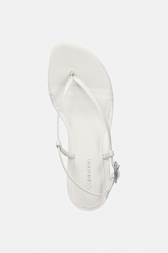 Calvin Klein bőr szandál KITT HEEL SNDL STRAPPY SLING LTH bézs HW0HW02918
