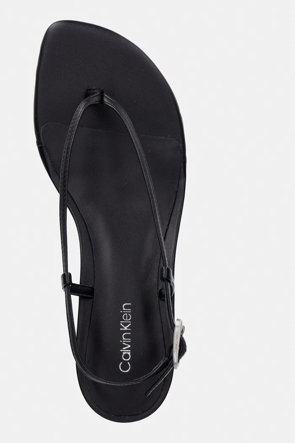 Calvin Klein bőr szandál KITT HEEL SNDL STRAPPY SLING LTH fekete HW0HW02918