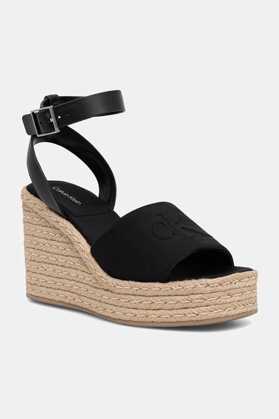 Calvin Klein σανδάλια σε σφήνα WEDGE ESPAD 70 NEOPR MG μαύρο HW0HW03014