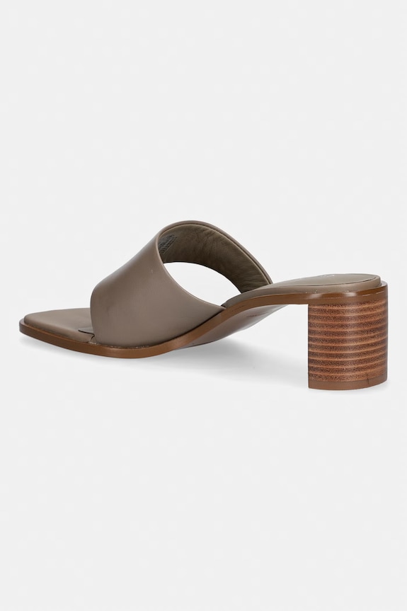 Boty Calvin Klein žabky dámské kožené BLOCK HEEL SNDL THONG LTH HW0HW03017 hnědá