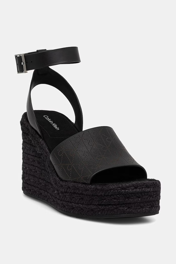 Calvin Klein sandały WEDGE ESPAD 70 AOP LTH czarny HW0HW03138