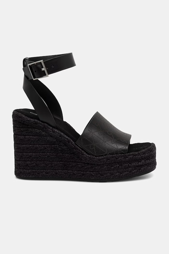 Calvin Klein σανδάλια WEDGE ESPAD 70 AOP LTH HW0HW03138 μαύρο SS26