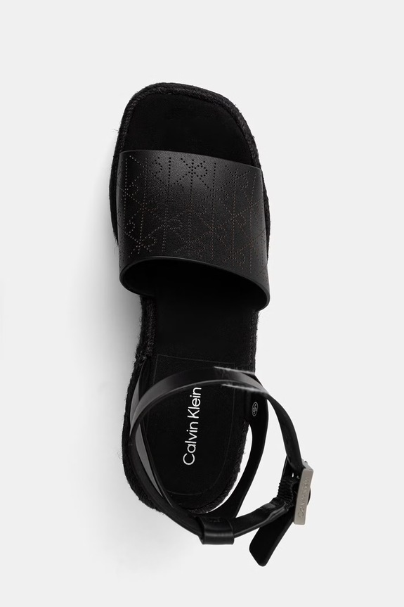 Calvin Klein sandały WEDGE ESPAD 70 AOP LTH czarny HW0HW03138