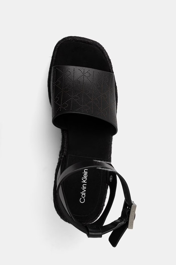 Calvin Klein σανδάλια WEDGE ESPAD 70 AOP LTH μαύρο HW0HW03138