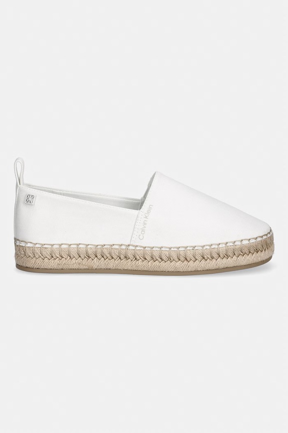 Calvin Klein espadrily dámské OBLIQUE ESPADRILLE CANVAS HW0HW02931 bílá SS26