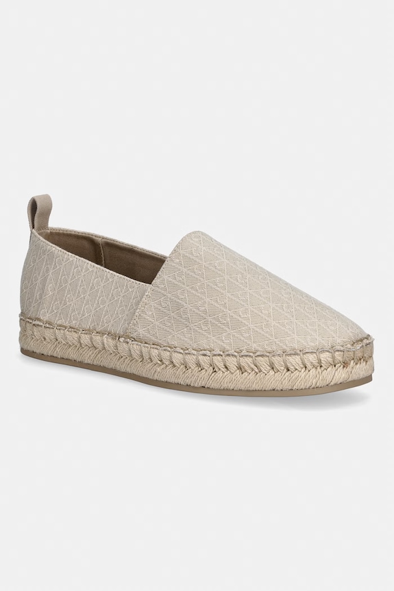 Calvin Klein espadryle damskie OBLIQUE ESPADRILLE AOP beżowy HW0HW02933