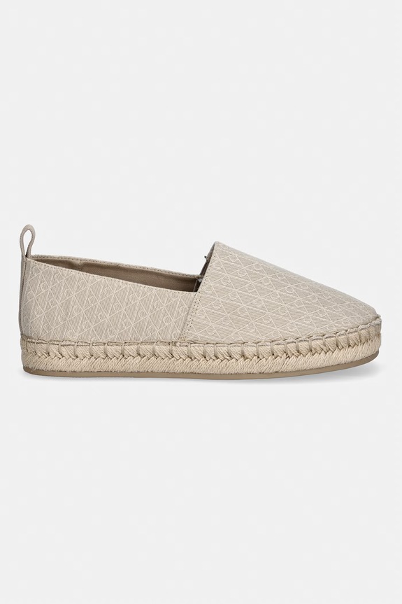 Calvin Klein espadryle damskie OBLIQUE ESPADRILLE AOP HW0HW02933 beżowy SS26