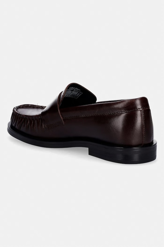 Scarpe Calvin Klein mocassini da donna in pelle ROUND LOAFER LTH HDW HW0HW03031 marrone