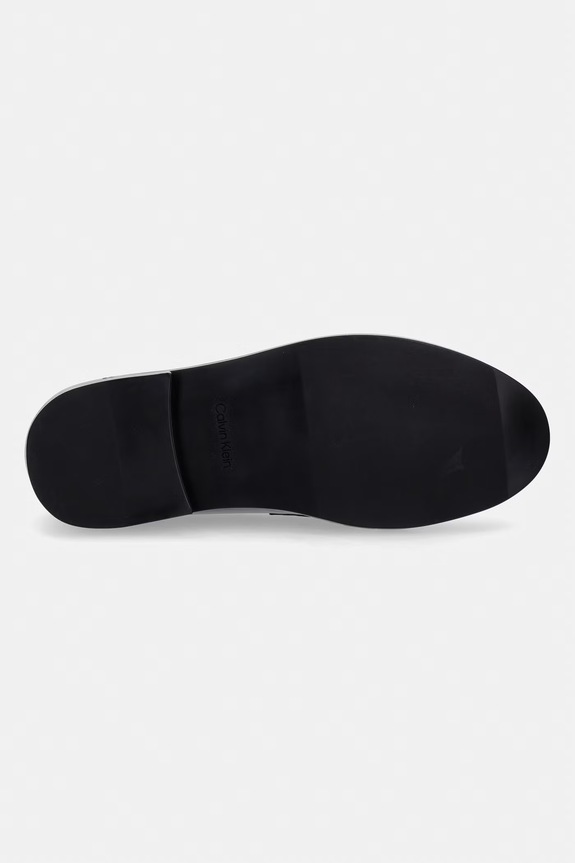 Calvin Klein mocassini da donna in pelle ROUND LOAFER LTH HDW HW0HW03031 marrone